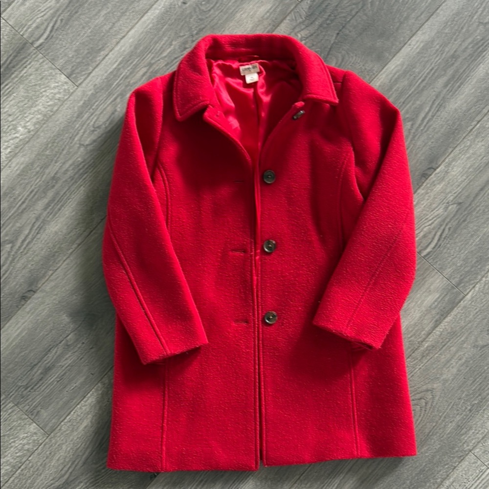 Crewcuts Red Pea Coat Classic Wool Blend